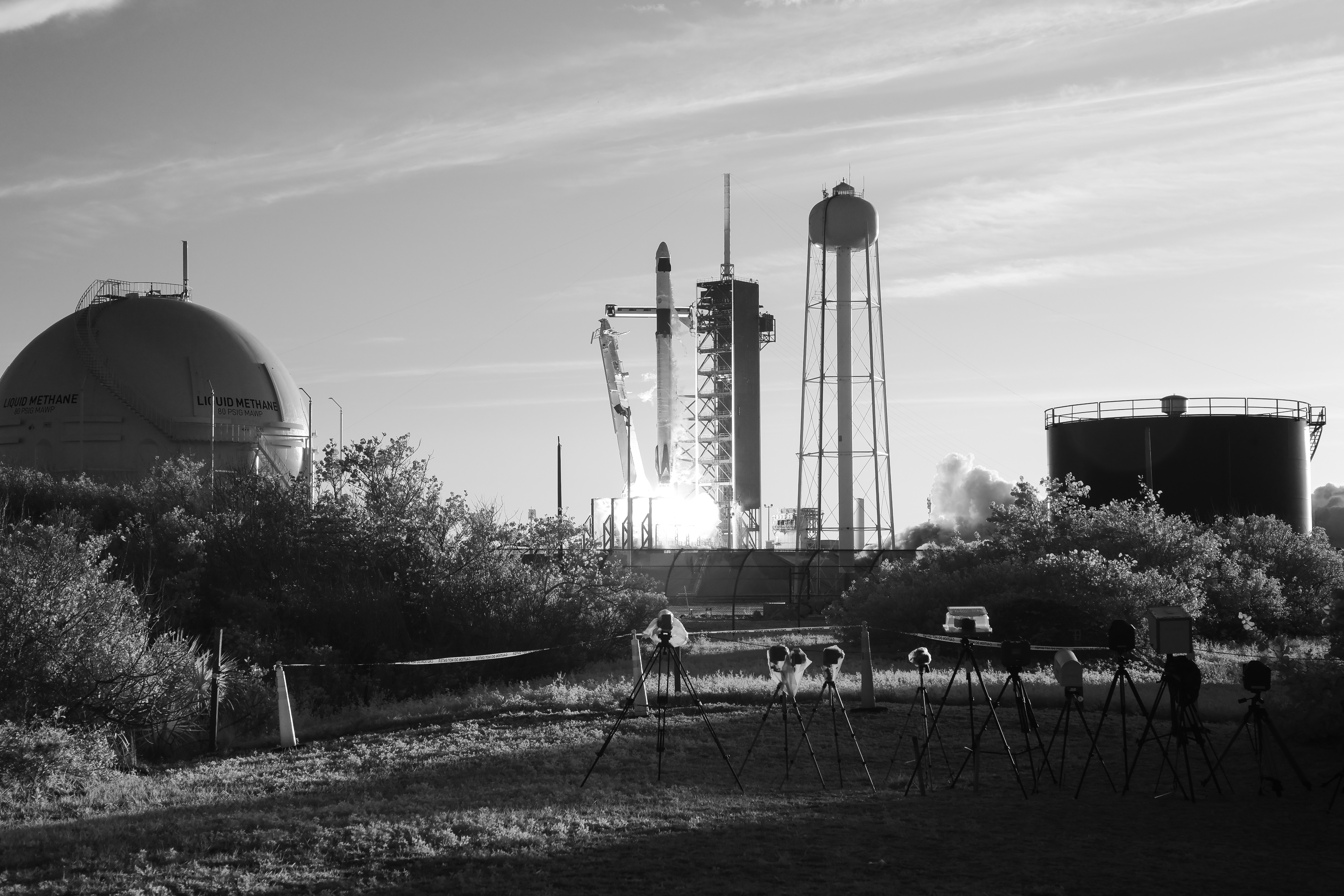 Infrared view of Crew-10 launch